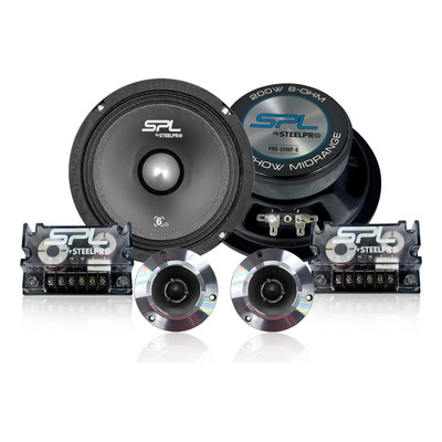 Set De Medios 6.5 pulgadas 2 vias BOBINA KAPTON + Par de Tweeter con crossover incluido Steelpro Pro-comp-6 Pro show | Meses sin interés