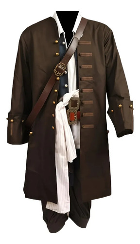 Disfraz De Cosplay De Piratas Del Caribe De Jack Sparrow, Set Completo Para Hombre Y Adulto