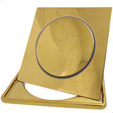 Tampa Ralo Click Dourado 15x15 E Porta Grelha Inox 304 Kit