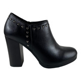 Botin Via Uno Mujer Color Negro Cuero Pu