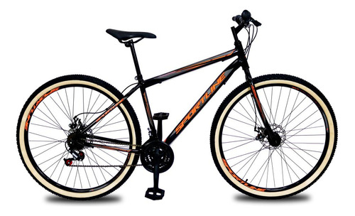 Bicicleta Aro 29 Aço Carbono 21 Velocidades Freio A Disco Cor Preto/laranja