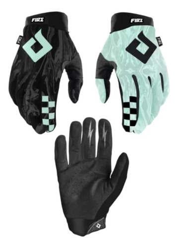 Guantes Acid Aqua Negro Verde Adulto Enduro Moto Atv Fire Mx