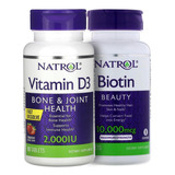 Natrol Pack Biotina 10000mcg 100tabs + Vitamin D3 90 Tabs