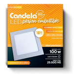 Plafon Cuadrado Embutir Led 18w =100w Cálido 225x225 Packx10