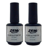 Kit 2 Top Coat Selante Zem Extra Brilho Gliter Unha Led/uv