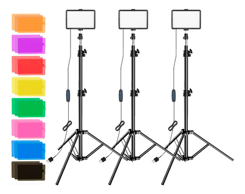 Set De 3 Luces Led Kit Para Fotografía Y Video Trípode Luz