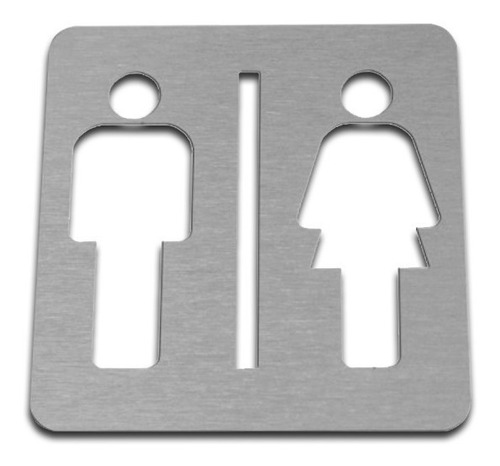 Señal Hombre Mujer 90x90mm Baño Cartel Acero Inoxidable Casa