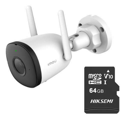 Imou Cámara Bullet Wifi De 4 Megapixeles F42n-plus-64 Con Microsd 64gb Y Letrero Disuasivo H.265 Detección De Humanos 2.8 Mm Microfono Integrado Ip67 Ir 30m Notificaciones De Alarmas F42n Compatible C