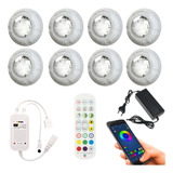 Kit Iluminação Piscina Rgb 8 Leds Compatível Google Alexa