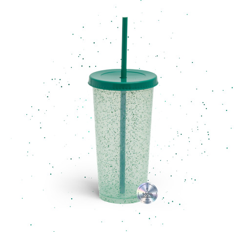 Paquete De 10 Vasos Reusables Glitter 20oz Con Tapa Y Popote