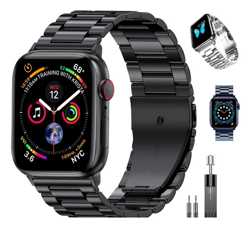 Correa Acero Para Apple Watch + Ajustador Largo