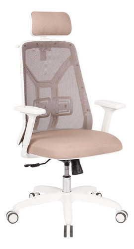 Silla De Escritorio Indar Equipamientos Tokio Total White Gamer Ergonómica  Blanca Y Beige Con Tapizado De Mesh Y Marathon