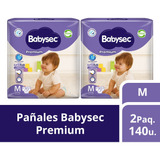 2 Paquetes Pañales Babysec Premium 140 Un Talla M