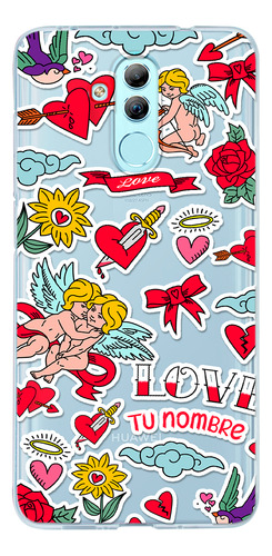 Funda Para Huawei San Valentín Sticker Tatto Con Tu Nombre