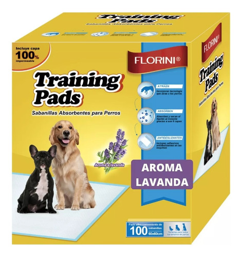 100 Sabanillas Grandes Para Perros 60x60 C/ Aroma Y Adhesivo