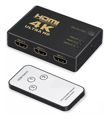 Hdmi Switch 4k Selector Multiplicador Hub 3 Puertos Control