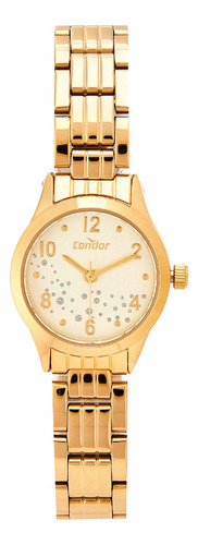 Relógio Feminino Mini Dourado Condor Cor Do Fundo Champanhe