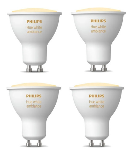 Pack Philips Hue 4 Ampolletas Led Gu10 Luz Fria & Calida 5w