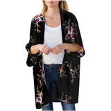 7h Camisa Mujer Estampado Chifón Playa Kimono Short Cardi 50