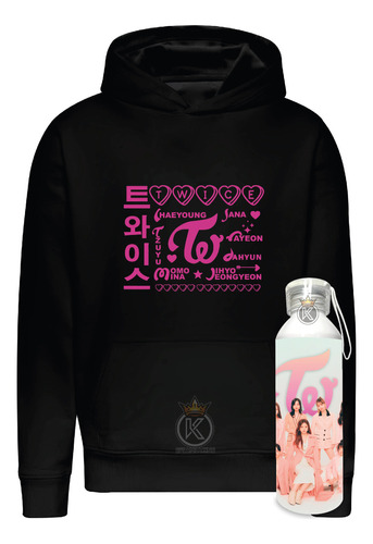 Poleron Twice + Botella En Aluminio 750ml - Femenino Surcoreano - K-pop - Estampaking