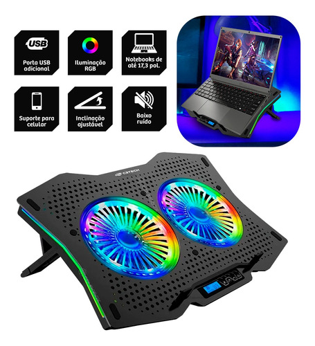 Suporte Para Notebook Refrigerado Gamer Rbg Nbc-400bk