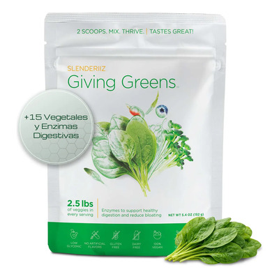 Slenderiiz Giving Greens | Enzimas Digestivas | 154g | Meses sin interés
