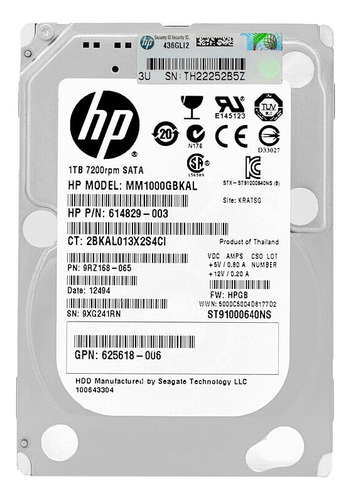 Hd Hp 1tb 7.2k 2.5 Sata 6g 655710-b21 832510-001 655715-003 Mm1000gbkal St91000640ns