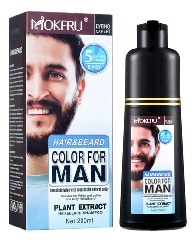 Mokeru |color For Man-shampoo Con Tinte Cabello Y Barba 200m