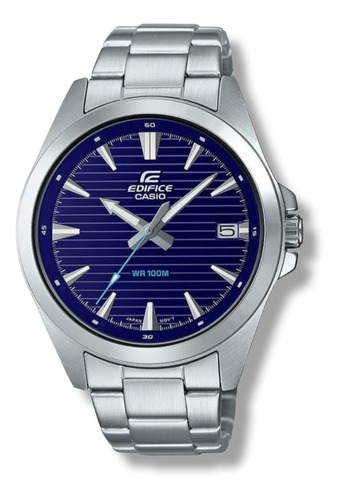 Casio Edifice Efv-140d-2avudf Hombre Elegante Tablero Azul Color De La Correa Plateado Color Del Bisel Plateado