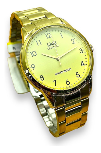 Reloj Q&q Para Hombre Dorado Con Numeros 