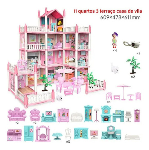 Casa De Muñecas Con Mini Muebles Casita Para Niñas