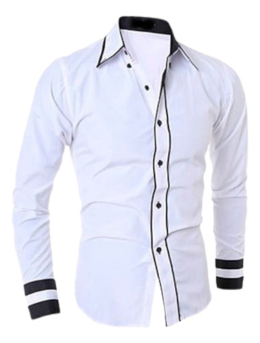 Camisa Puño Frances Blanco Manga Larga Moderno Elegante
