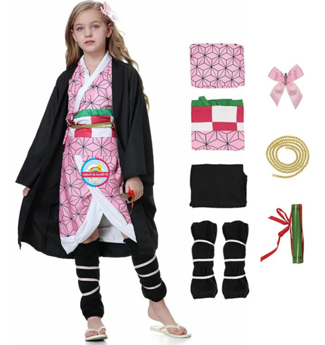 Conjunto Cosplay De Nezuko  Kamado Disfraz Anime Infantil Envio Gratis