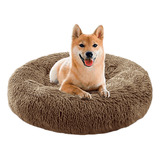 Cama Redonda Tipo Dona Antiestres Para Perros Mediana Color Moka