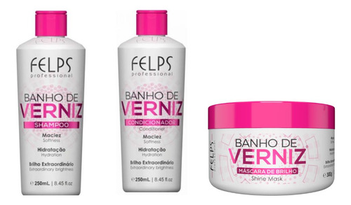 Kit Felps Banho De Verniz - Sh 250 + Cond 250 + Mascara 300g