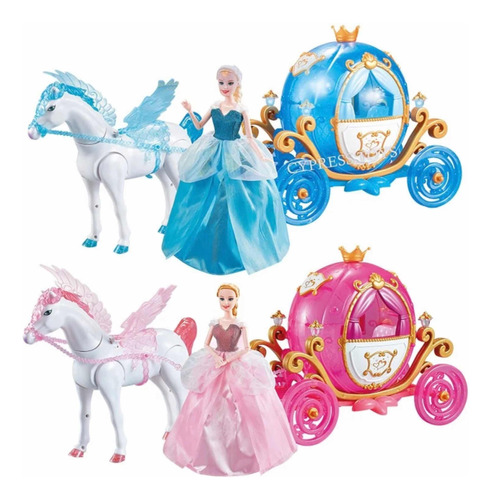 Carruaje De La Barbie Princesa A Caballo Luces Sonido