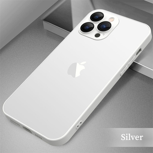 Capa Luxo Vidro Fosco Nanoglass Para iPhone 14 15 Pro Max  Cor Silver Nome Do Desenho 14 Pro Max