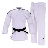 Kimono Judo Quest adidas J690 Branco Com Faixas Em Preto