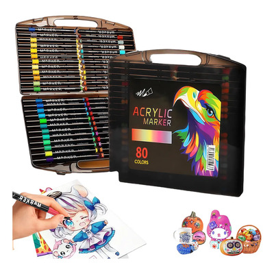 80 Colours Acrylic Markers, Acrylic Marker, Permanent Acrylic Markers for Water Resistant Stones, Fabric Markers for Painting, Ceramic, Glass, Wood, Metal Canvas plumones acrilicos plumones de alcohol | MercadoLibre