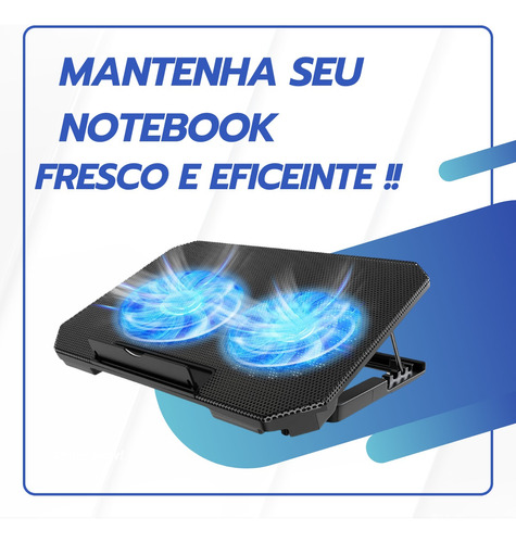 Suporte De Notebook Base Com Cooler Duplo Silencioso Usb Led