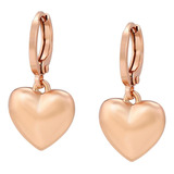 Aretes Arracadas Corazón Colgante Para Dama Oro Rosa 14k Lam