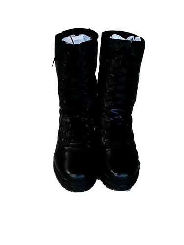 Bota Preta Militar Couro Sem Zipper Tamanho 35 