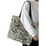 Bolsa Tote Playa Lona Cebra Animal Print