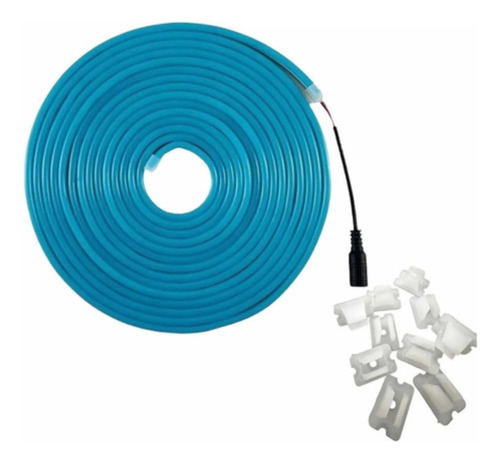 Neon Flex 5m 12v Ip65 Luz Azul Hielo Sin Driver Con Grapas