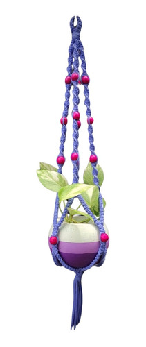 Porta Maceta Colgante De Macrame Con Cuentas De Colores