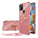 Funda Galaxy A21s Nancheng Kickstand Glitter Rose