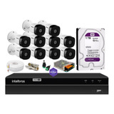 Kit 10 Cameras Intelbras 1120, Dvr 16 Canais 1216, Purple 1t