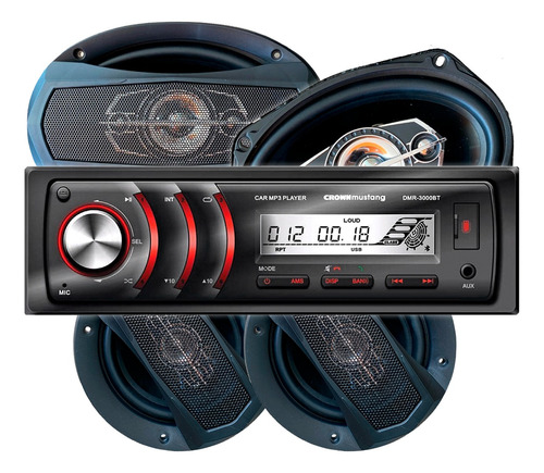 Combo Audio Car Estéreo + Parlantes 6x9 + 5 PuLG Xline P