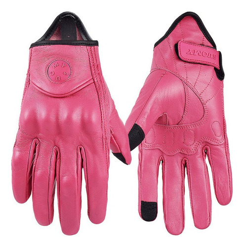 Vintage Hombres Mujeres Moto Guantes Cuero Motocicle