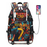 Mochila Impermeable Cr7 With Usb Student Bolso De Student Me
